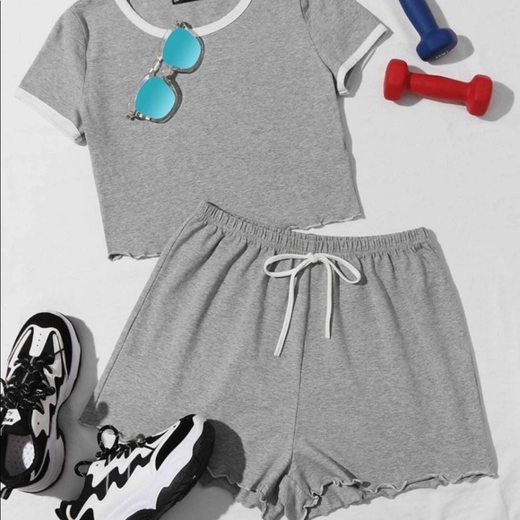 Gray shirt and shorts set